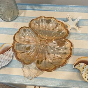 Vintage Iridescent candy dish Marigold Carnival glass